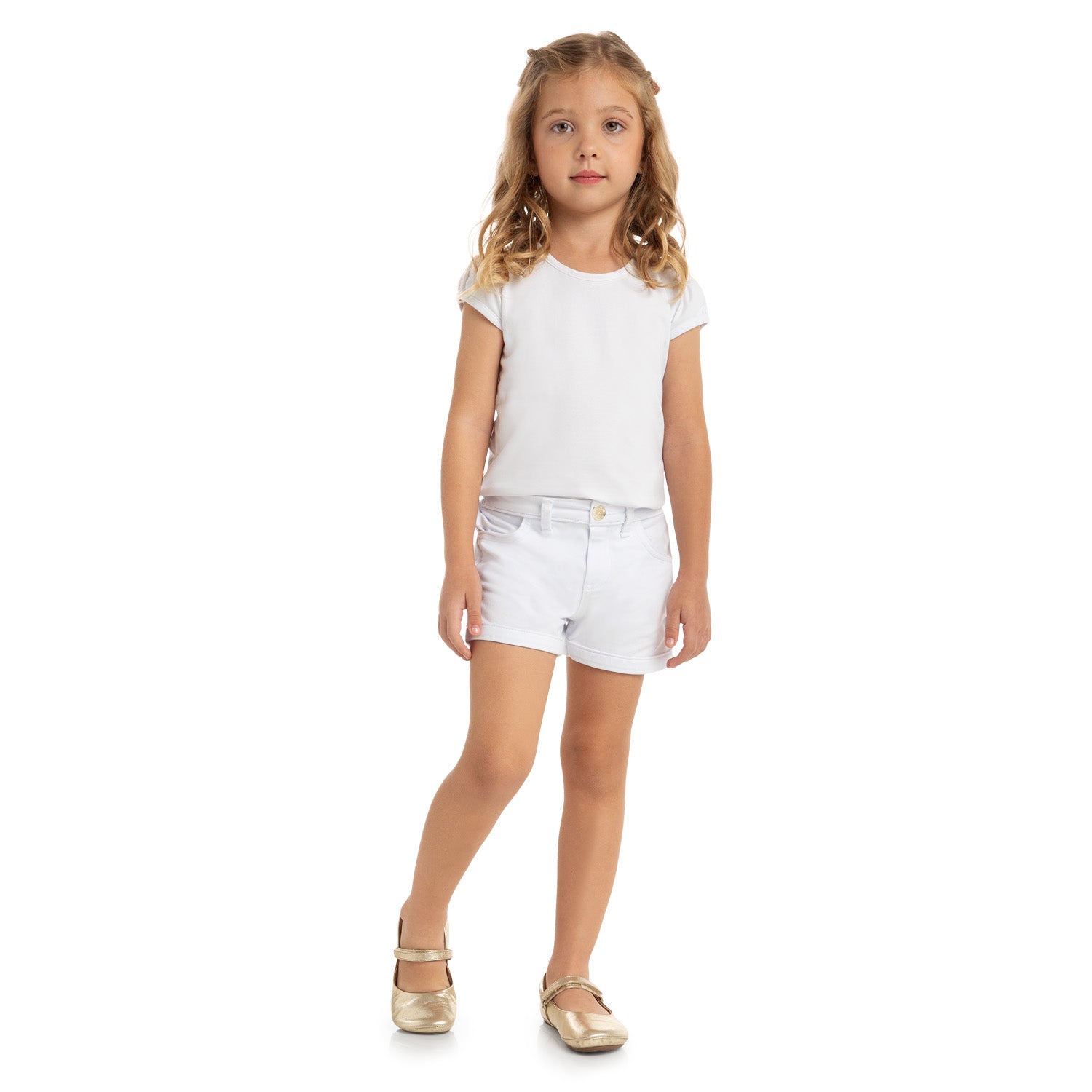 Girls' White Denim Shorts