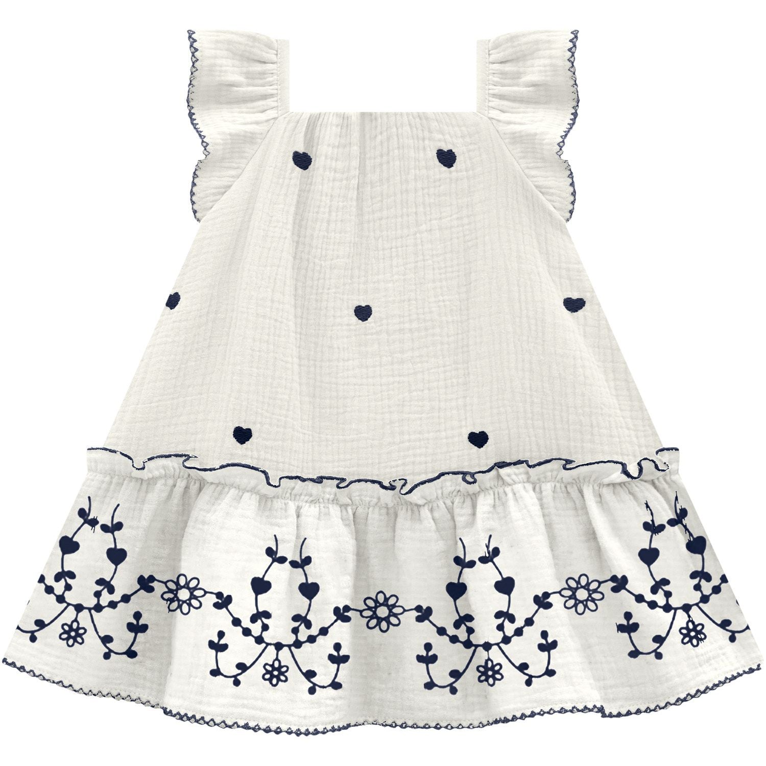 Girl’s Embroidered White and Blue Dress