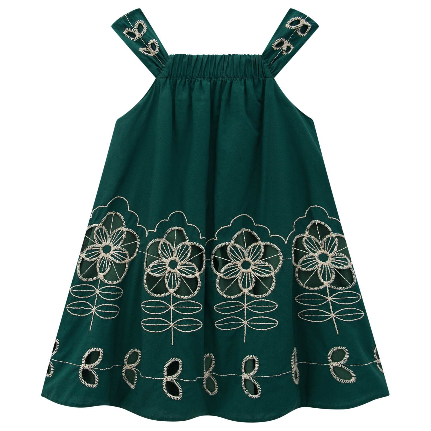 Emerald Ribbon Embroidered Dress