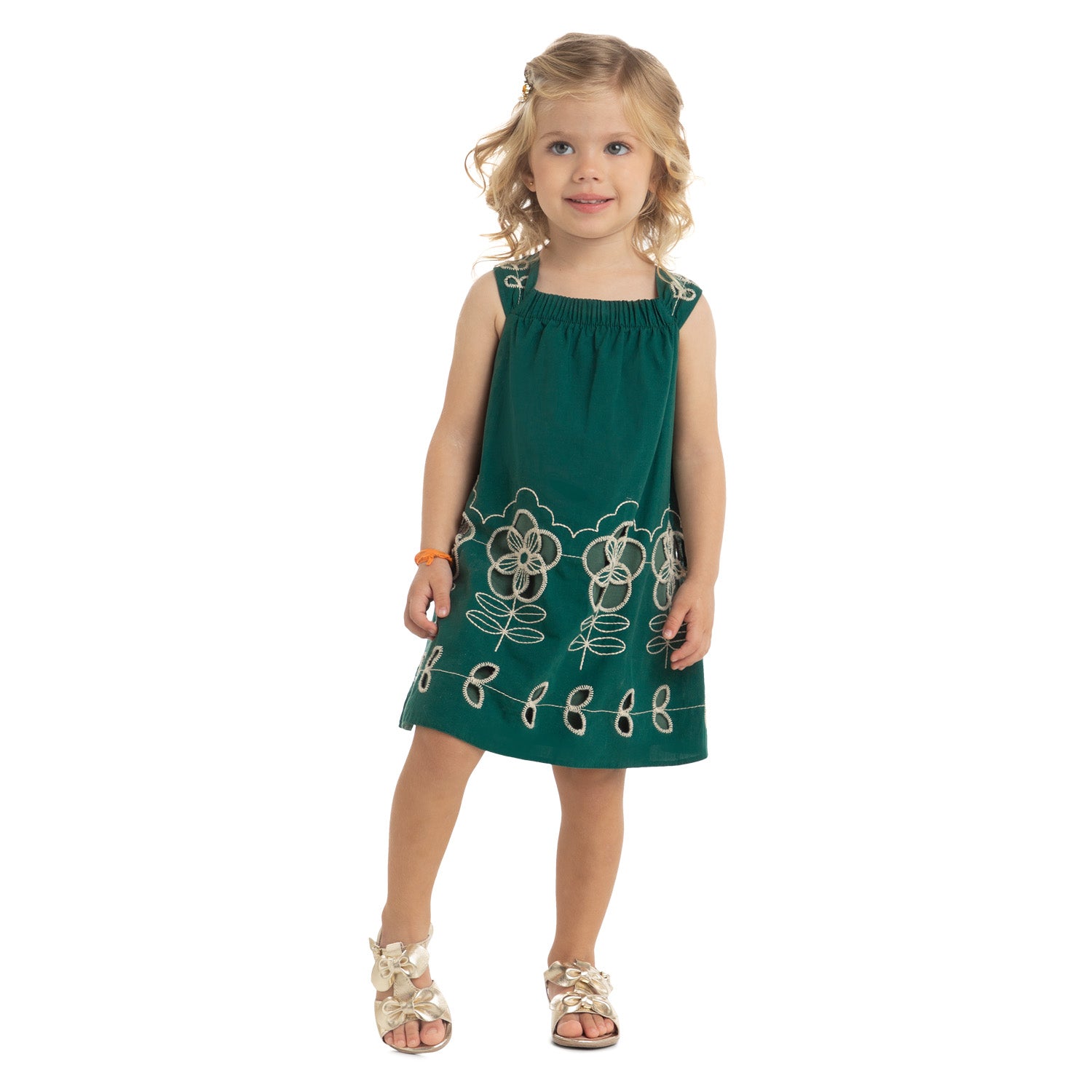 Emerald Ribbon Embroidered Dress